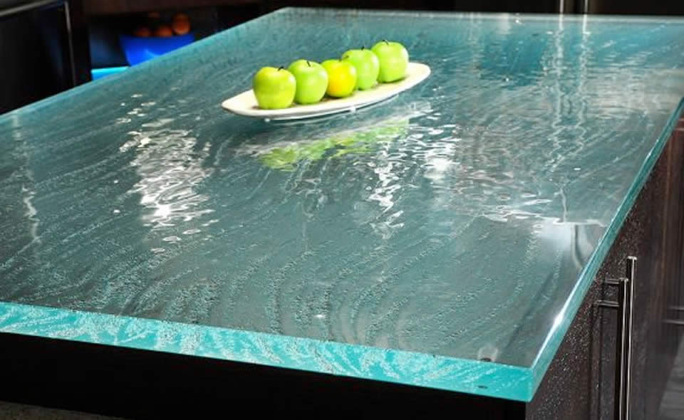Stunning Custom Glass Kitchen Island Countertops