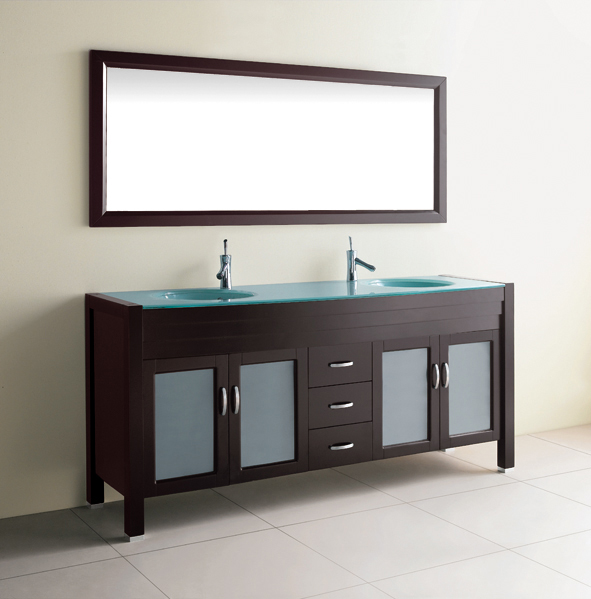 Bathroom Vanities Continental Glass 75" Vanity Set w a Mint Green